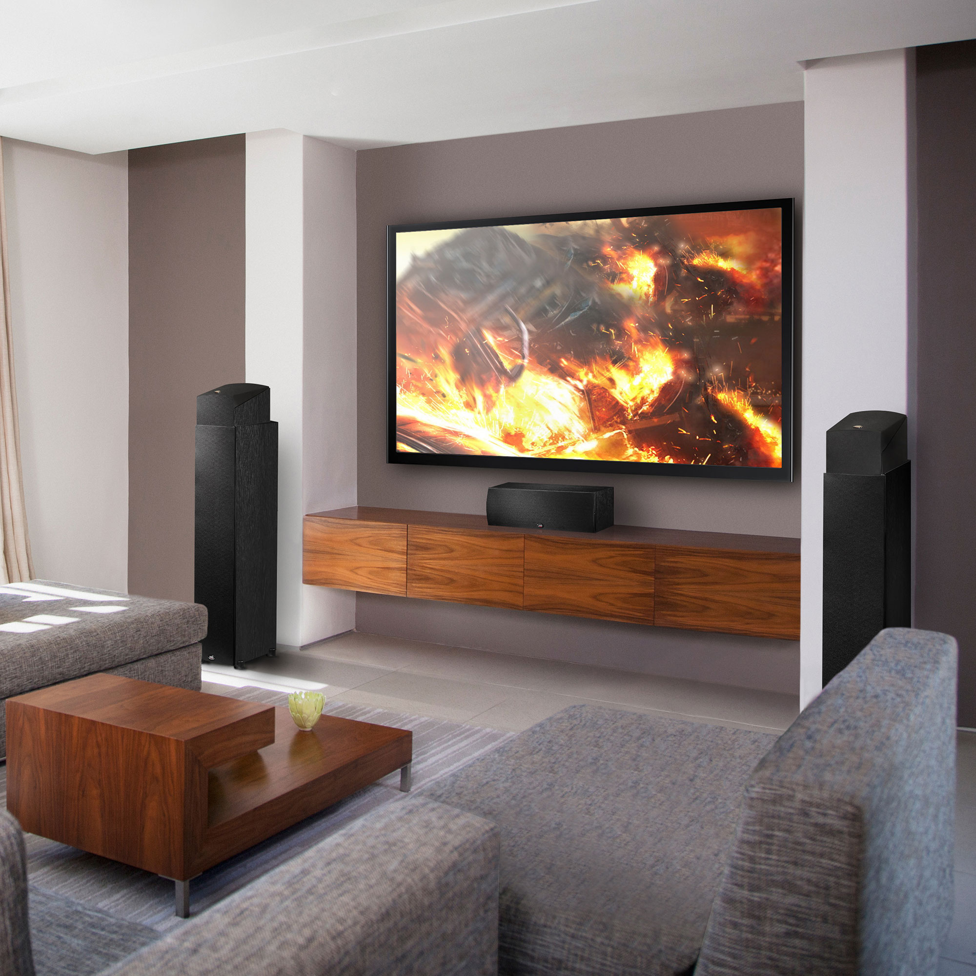 Centre channel home theater with atmos